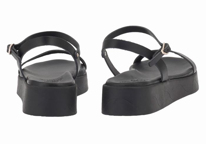 Sandali con Plateau Ancient Greek Sandals Irida Leather Donna Nere | PFW5724NW