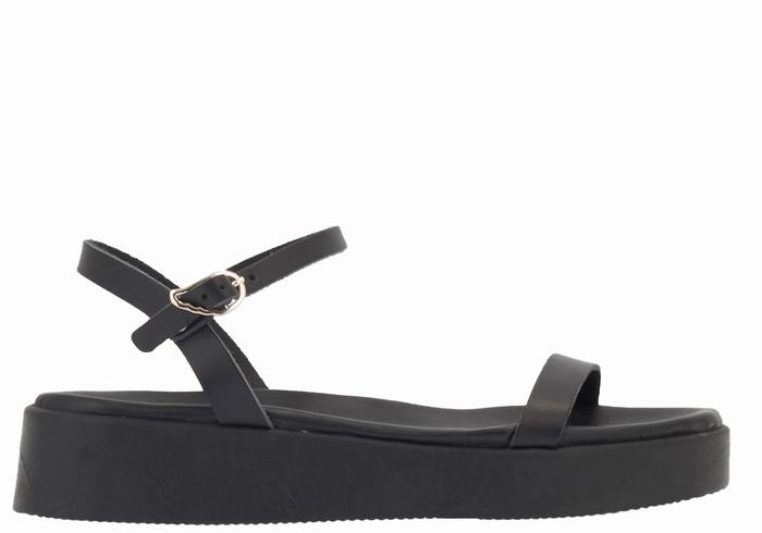 Sandali con Plateau Ancient Greek Sandals Irida Leather Donna Nere | PFW5724NW