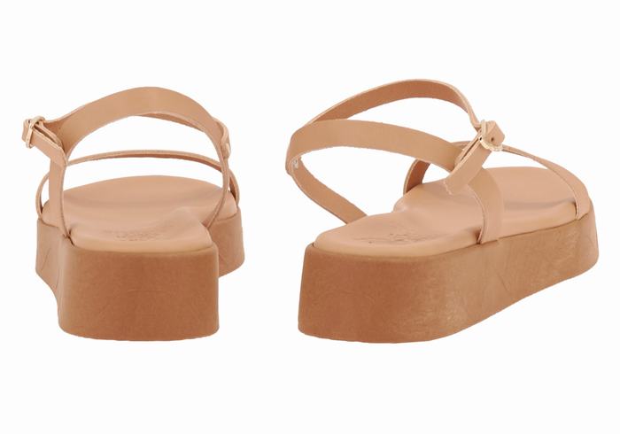 Sandali con Plateau Ancient Greek Sandals Irida Leather Donna Beige | HCF7842IC