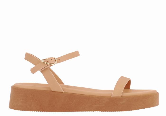 Sandali con Plateau Ancient Greek Sandals Irida Leather Donna Beige | HCF7842IC