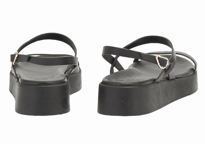 Sandali con Plateau Ancient Greek Sandals Evriali Leather Donna Nere | LTZ9859JN