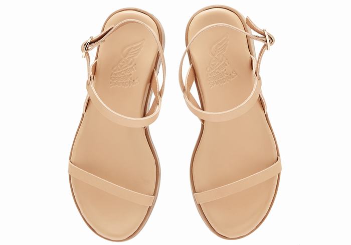 Sandali con Plateau Ancient Greek Sandals Evriali Leather Donna Beige | NCK1970BQ