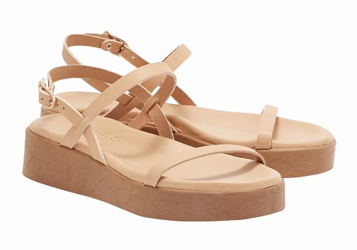 Sandali con Plateau Ancient Greek Sandals Evriali Leather Donna Beige | NCK1970BQ