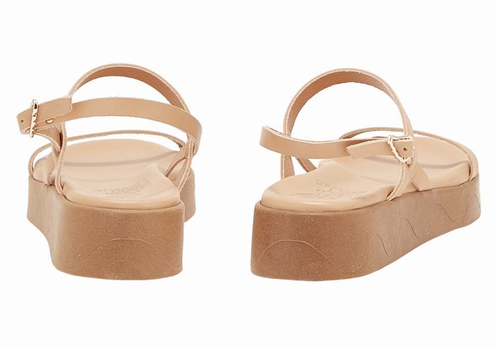 Sandali con Plateau Ancient Greek Sandals Evriali Leather Donna Beige | NCK1970BQ