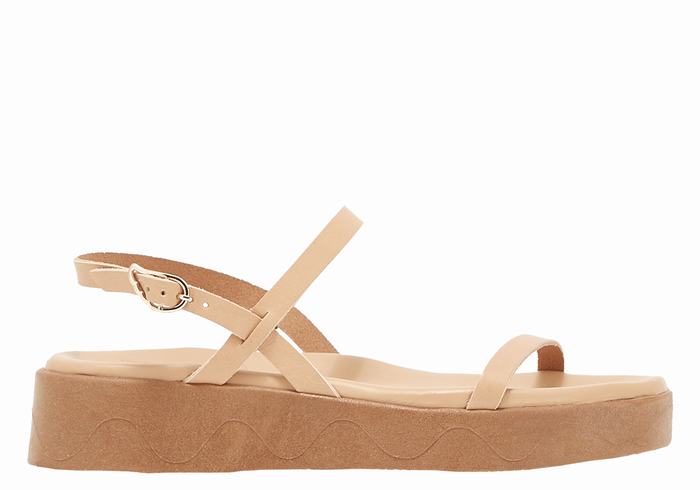 Sandali con Plateau Ancient Greek Sandals Evriali Leather Donna Beige | NCK1970BQ