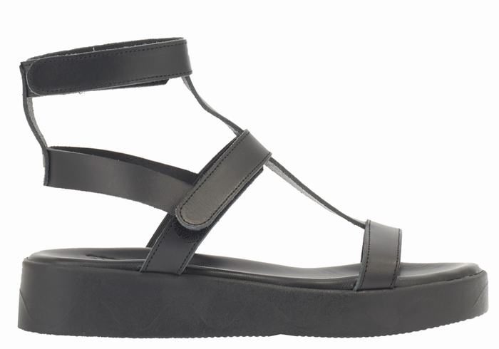 Sandali con Plateau Ancient Greek Sandals Efrosini Leather Donna Nere | BUR1340GK