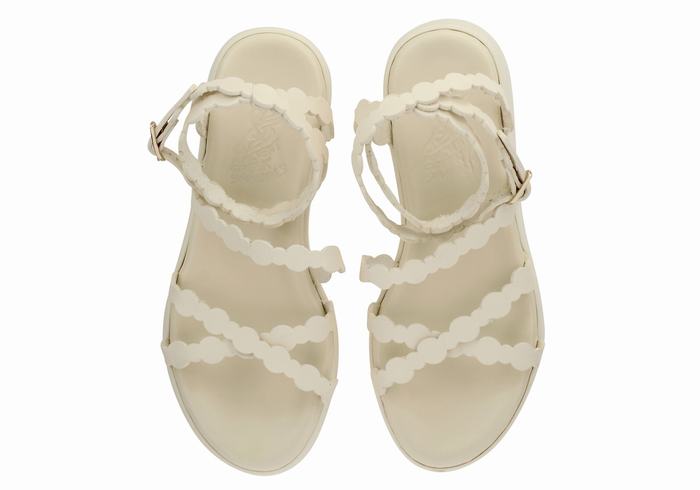 Sandali con Plateau Ancient Greek Sandals Aspis Leather Donna Bianche | NKX3077BX