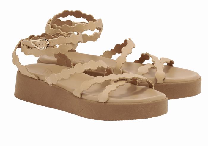 Sandali con Plateau Ancient Greek Sandals Aspis Leather Donna Beige | MCJ5020UX