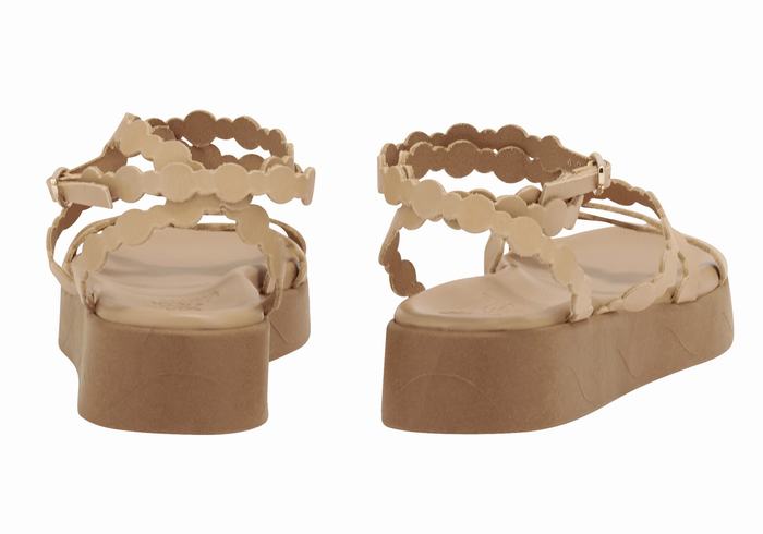 Sandali con Plateau Ancient Greek Sandals Aspis Leather Donna Beige | MCJ5020UX