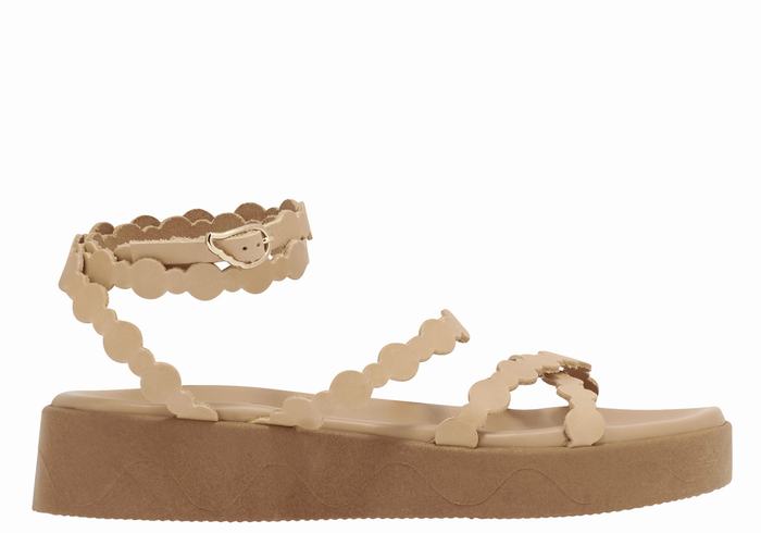 Sandali con Plateau Ancient Greek Sandals Aspis Leather Donna Beige | MCJ5020UX