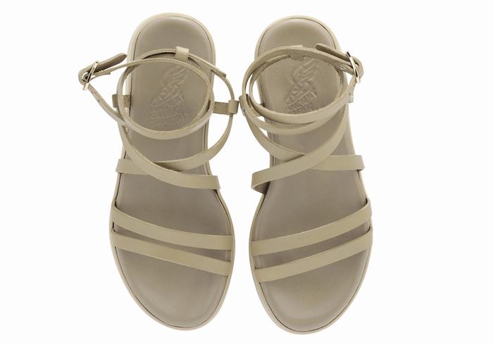 Sandali con Plateau Ancient Greek Sandals Aristea Leather Donna Grigie Marroni | BOQ8246HB