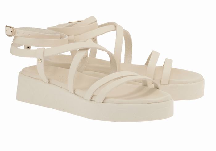 Sandali con Plateau Ancient Greek Sandals Aristea Leather Donna Bianche | JUU1033MY