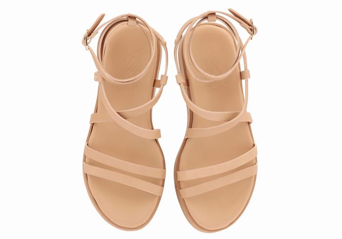 Sandali con Plateau Ancient Greek Sandals Aristea Leather Donna Beige | YVD1004AO