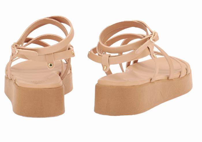 Sandali con Plateau Ancient Greek Sandals Aristea Leather Donna Beige | YVD1004AO